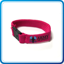 Custom Silk Screen Printed Polyester Wristband with Plastic Buckle for Party